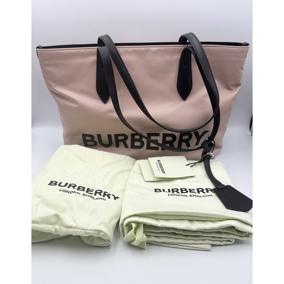 Burberry Nylon Logo Small Ardwell Tote Color Rose Beige Great Gift 2 Dust Bags - Picture 2 of 7